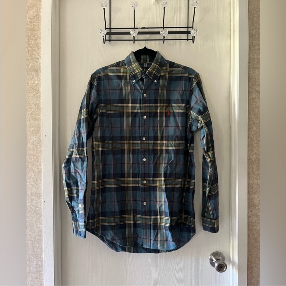 Ralph Lauren Green and Blue Plaid Button Down Shirt - Picture 2 of 4